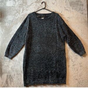 Banana Republic Metallic Shimmer Tinsel Mini Pullover Sweater Dress XS